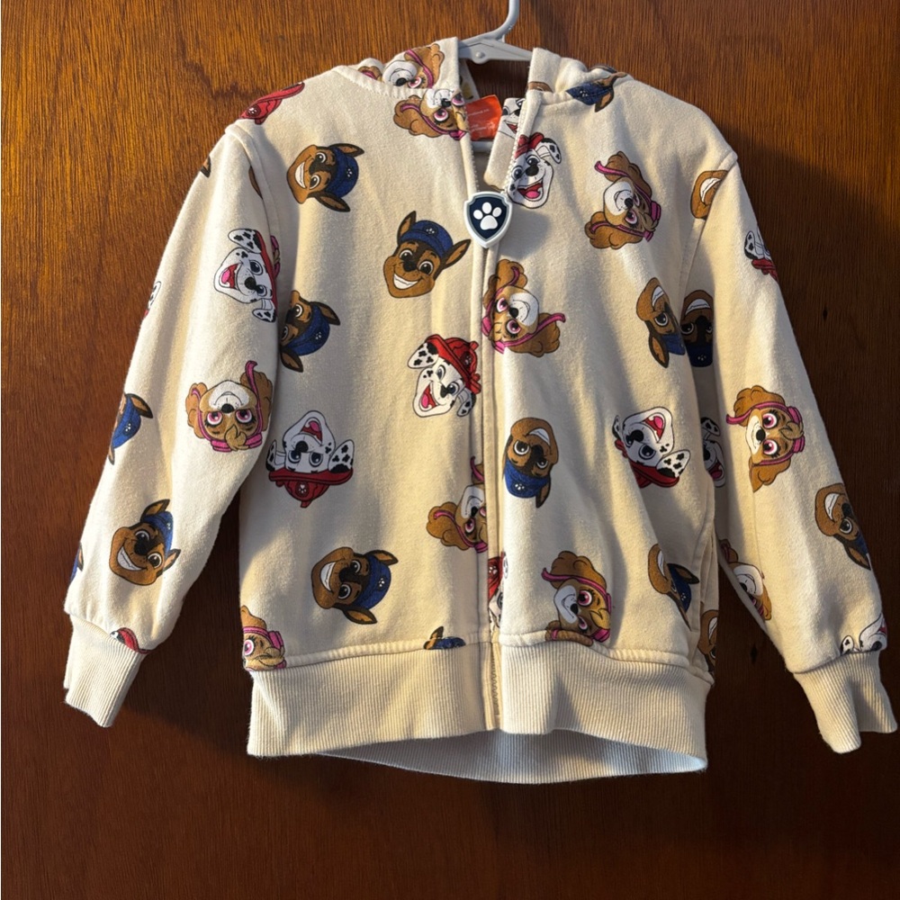 Kids' Cream Paw Print Hoodie